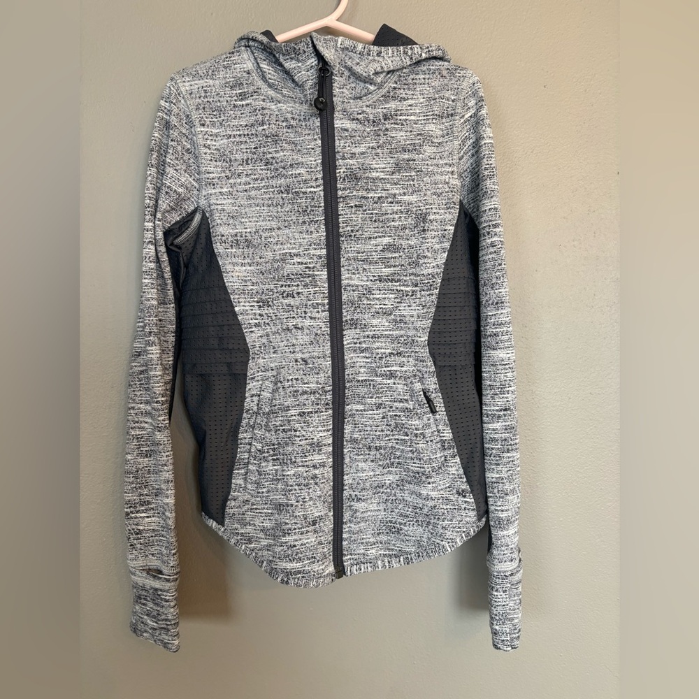 Ivivva Gray Marled Full-Zip Hoodie with Black Accents